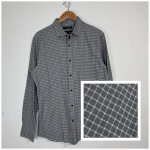 NWT Banana Republic Men's Luxe Flannel Plaid Shirt Size L Gray Slim Fit